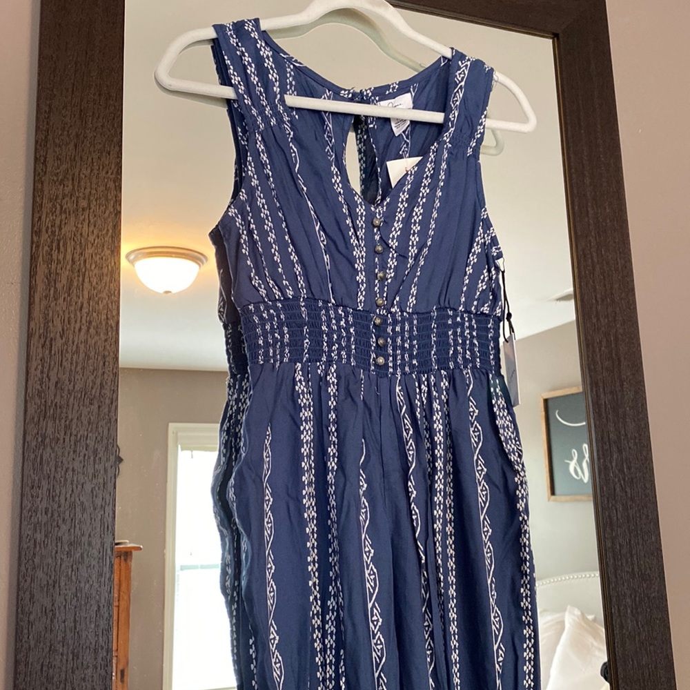 Blue and white jumpsuit